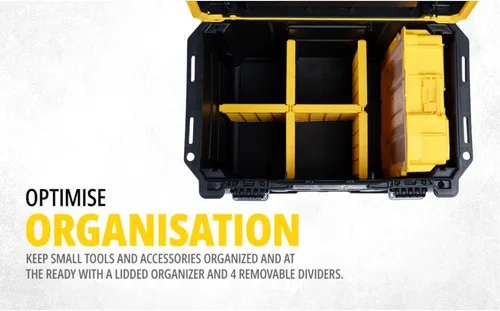 Vista 23 de DEWALT TOUGHSYSTEM 2.0 Caja de herramientas profunda compacta y duradera con divisores extraíbles (DWST08035)