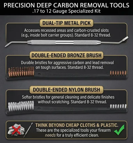 Vista 6 de Kit de limpieza de pistola Bore Baby Universal para rifle, pistola, escopeta con estuche de transporte portátil para 12Ga 20Ga .22 5.56mm .223