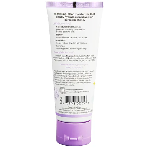 Vista 2 de Lil Naked Bee - Loción para bebés para niños (2.5 onzas), loción facial y corporal de mejillas de canción de cuna de lavanda para pieles sensibles