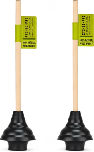 Vista 8 de SteadMax XTS-65-PRO Desatascador de Inodoro Resistente, Grado Comercial, Potente Copa de Goma de Doble Fuerza de Empuje con Mango de Madera
