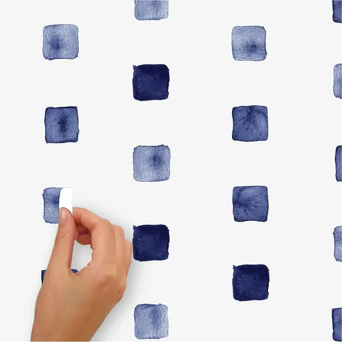 Vista 4 de RoomMates RMK4885SCS - Calcomanías de pared para despegar y pegar en bloques de acuarela azul