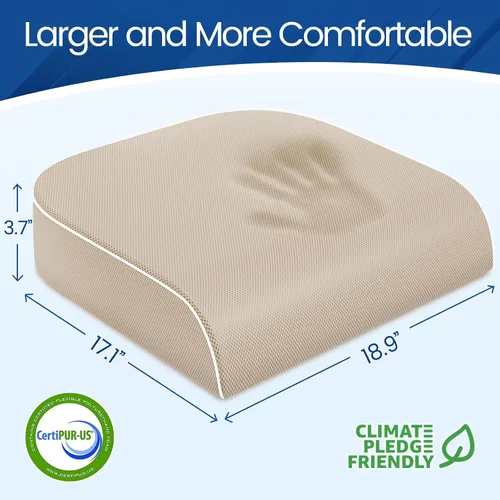 Vista 2 de SweetSlubr Cojín de asiento para aliviar el dolor de coxis, cojín para silla de oficina, cojín de espuma viscoelástica grande con funda