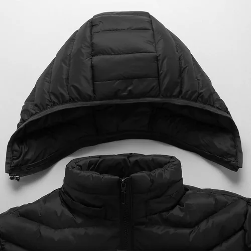 Vista 6 de Gamivast Chaquetas térmicas para hombres y mujeres, chaleco térmico con capucha USB, chaqueta de trabajo de invierno, abrigo de caza cálido y frío
