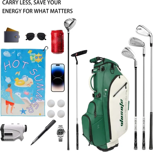Vista 3 de WOSOFE PU Golf Bag with 6/14 Way Top Dividers Automatically Adjustable Dual Straps Elegant Design for Men Women Pu Golf Stand Bag with Multiple
