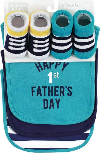 Vista 158 de Hudson Baby Conjunto de babero y calcetines unisex de algodón para bebé