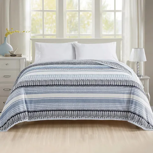 Vista 2 de Elegant Comfort Manta de Cama de Vellón de Franela con Estampado Ultra Suave, Colcha Cubrecama Ligera Acogedora y Suave, Manta Decorativa para Todas