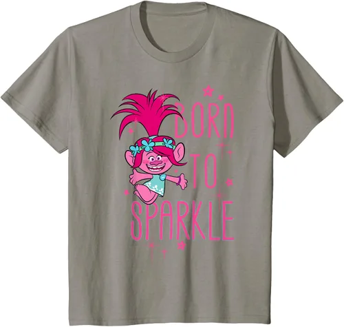 Vista 35 de DreamWorks Trolls Camiseta Born to Sparkle Negro