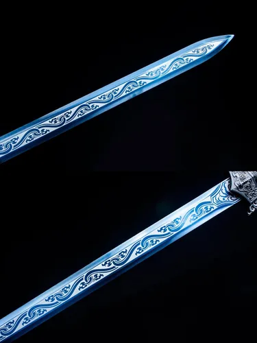 Vista 7 de LOONGSWORD Espada Han china forjada a mano con patrón azul – Acero de alto manganeso y mango de aleación de PC‑ABS, 40.6 pulgadas Espada