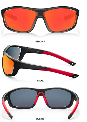 Vista 3 de CARFIA Lentes de sol deportivos polarizados para hombres y mujeres, lentes únicos laterales de ventilación para béisbol, correr, ciclismo