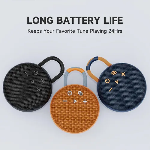 Vista 4 de MusiBaby Altavoz Mini Listo para Viajar – Bluetooth 5.3, Construcción Resistente e Impermeable, Graves Potentes para Senderos de Excursión, Rutas