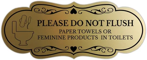 Vista 8 de Designer Please Do Not Flush Toallas de papel o productos femeninos en inodoros (Pad) Letrero (Negro) - Pequeño, 1 paquete