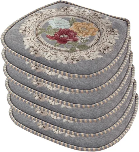 Vista 12 de EORNOW Juego de cojines para silla de comedor con lazos, juego de 1/2/4, almohadillas antideslizantes para silla de comedor con funda extraíble