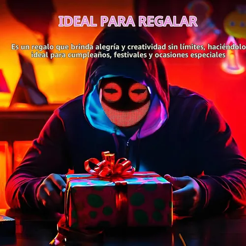 Vista 7 de JDBMAOYE Máscara LED con control de aplicación, máscara de Halloween 115 patrones + aplicación a patrones personalizados