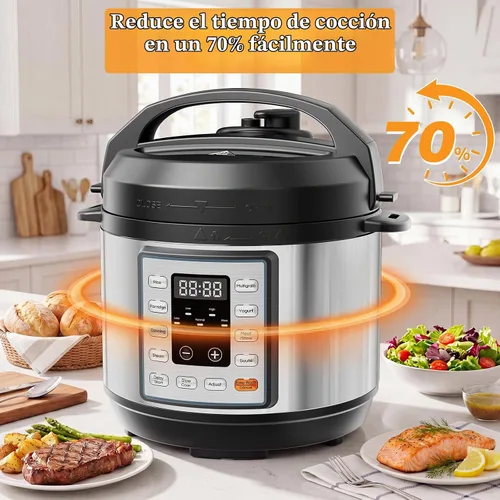Vista 10 de NEWBULIG Olla a presión eléctrica 10 en 1, olla múltiple de 3 cuartos de galón para arroz, guiso y vapor, pequeña olla programable de acero