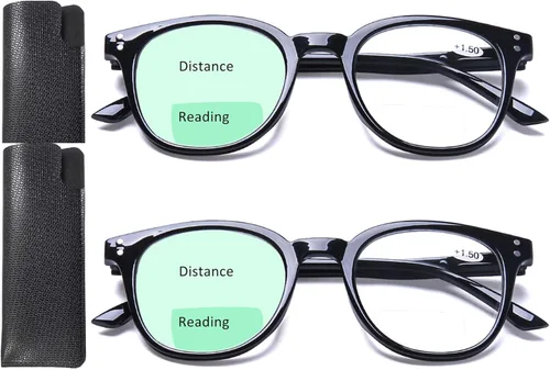 Vista 7 de AQWANO Lentes de lectura bifocales con estilo de moda, protección anti UV400, lectores de calidad ligera, bisagra de resorte bifocales, para hombres