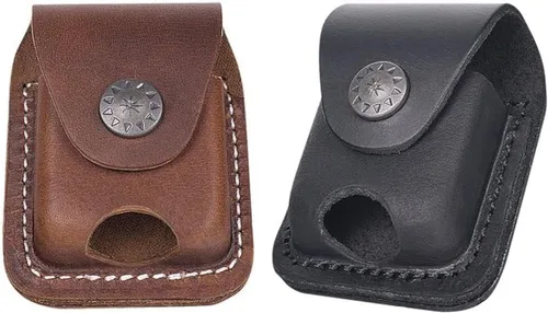 Vista 9 de Funda de cuero para encendedor hecha a mano con lazo para cinturón de bolsillo