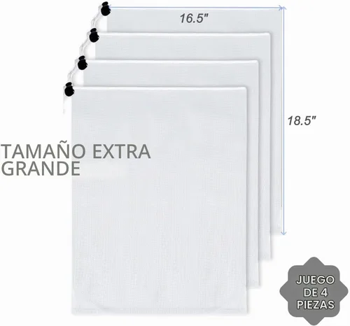 Vista 4 de Paquete de 4 bolsas de repuesto de malla al vacío XL para piscina, color blanco de 18.5 x 16.5 pulgadas