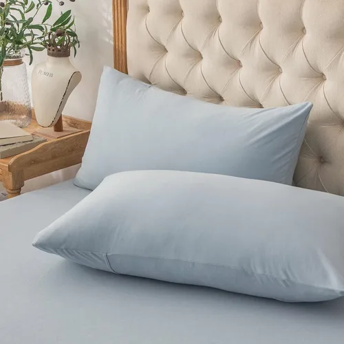 Vista 19 de PURE ERA Fundas de almohada de punto jersey 100% algodón tipo camiseta, súper suaves, cómodas, transpirables, juego de 2, estándar 20" x 26", rayas
