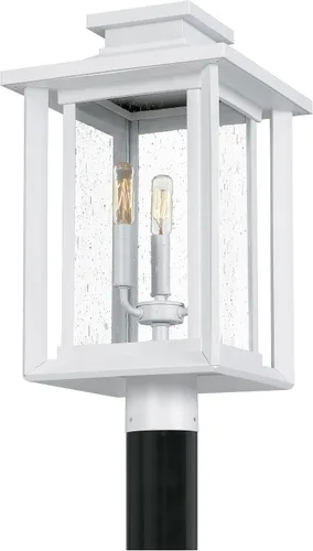 Vista 7 de Quoizel WKF9011W Wakefield - Poste para exteriores, 3 luces, 180 vatios totales, brillo blanco Blanco mate