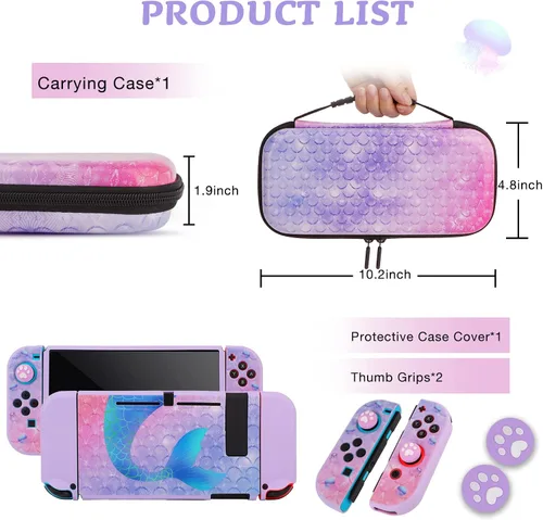 Vista 2 de HOMICOZY Funda rígida de transporte para Nintendo Switch, funda protectora de TPU suave con funda de viaje portátil compatible con Nintendo Switch