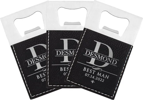 Vista 2 de Juego de 3 – Regalos de padrinos de boda, abrebotellas personalizados para padrino de boda, padrino, novio, personalizado con nombre – título