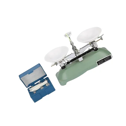 Vista 4 de Balanza mecánica 7.05 oz 0.01 oz precisión con pesas y pinzas para la enseñanza de laboratorio de física de química