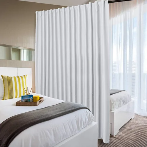 Vista 42 de DWCN Cortina opaca divisora de privacidad para puerta corrediza de patio, cortinas térmicas extra anchas con pestaña trasera y bolsillo para barra