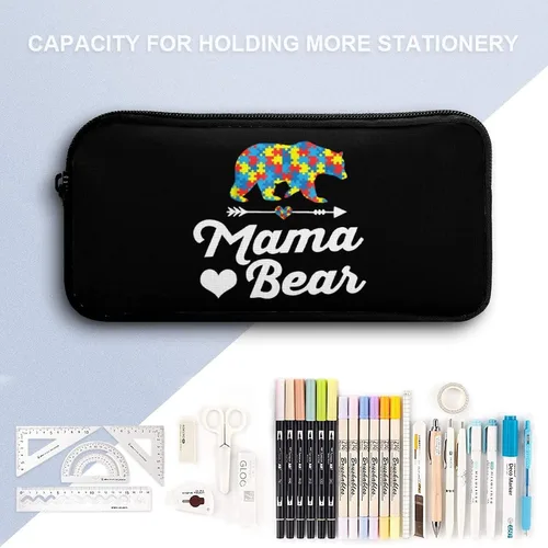 Vista 4 de Mama Bear Autism Awareness - Mochila de 17 pulgadas, juego de 3 piezas, combinación con bolsa de almuerzo diagonal, estuche para lápices