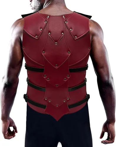Vista 2 de Armadura medieval para el pecho para hombre, disfraz de caballero de caballero, armadura de cuero vikingo, LARP, Halloween, fiesta de cosplay