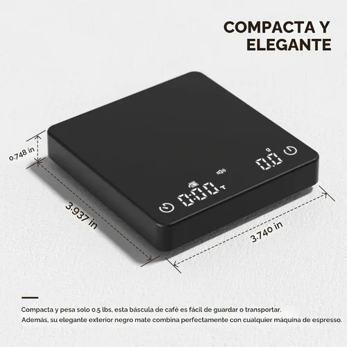 Vista 6 de Báscula de café, 4.4 lbs/0.00 oz con sincronización automática, color negro