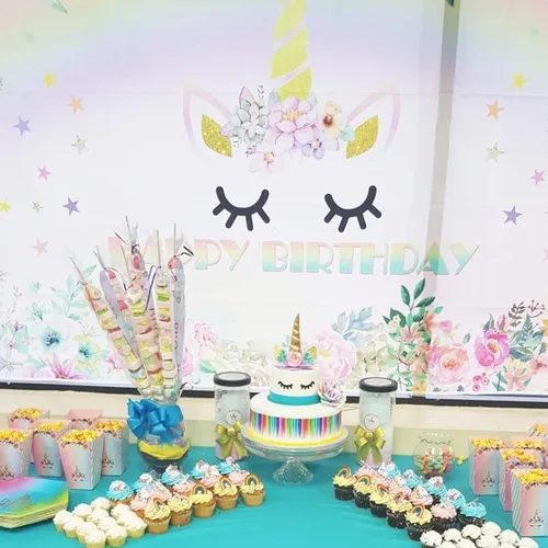Vista 5 de Decoración de pastel de unicornio para niñas, decoración de cumpleaños de cuerno de unicornio dorado con pestañas, 5.8 pulgadas