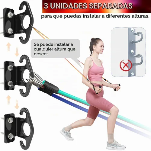 Vista 5 de Resistance Band Wall Anchors, Wall Mounted Modular Hooking Platform, Workout Wall Mount Anchor, Training Anchor Mounted Hook Exercise Station for