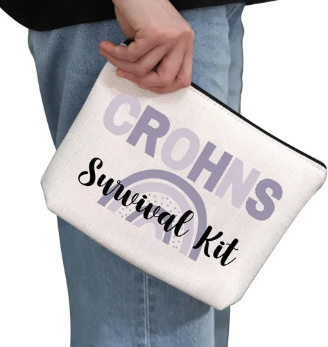 Vista 2 de G2TUP Crohns Disease Concientización Regalo Crohns Survival Kit Bolsa de Maquillaje Colitis Guerrero Bolsa Cosmética Regalo Enfermedad Crónica