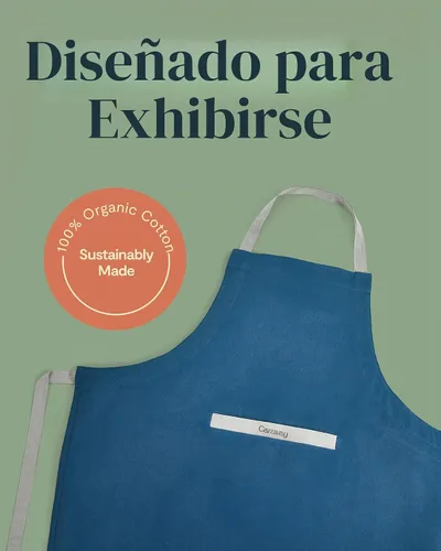 Vista 2 de Caraway Delantal, delantal 100% algodón orgánico Azul marino