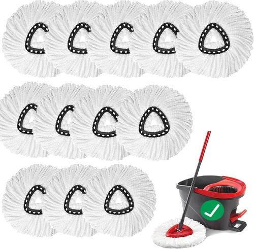 Vista 9 de 4 piezas de cabezal de repuesto para fregona giratoria, 100% cabezales de trapeador de microfibra compatibles con fregona giratoria triangular
