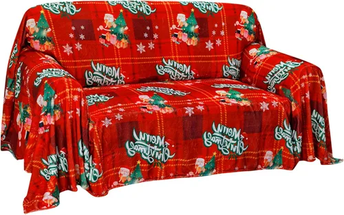 Vista 24 de Easy-Going Funda de Sofá para Silla de 80 x 102 Pulgadas Feliz Navidad, Funda de Terciopelo Jacquard para Sofá de 1 Cojín, Fundas Seccionales