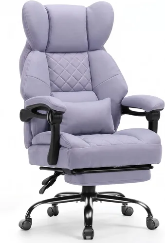 Vista 17 de GTPLAYER Big&Tall Silla ergonómica para juegos, asiento de resorte ancho, reposabrazos de conexión, azul