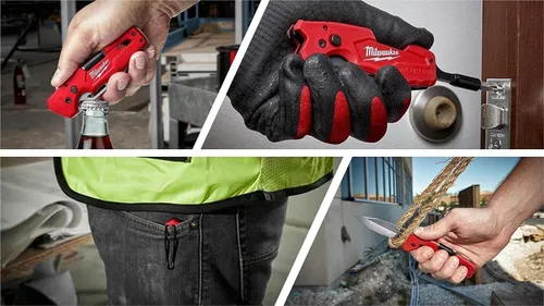 Vista 5 de Milwaukee FASTBACK - Navaja plegable con hoja multifuncional, rojo y negro