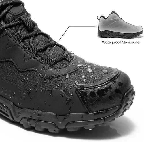 Vista 2 de NORTIV 8 Botas de senderismo impermeables para hombre, ligeras, a medio tobillo, botas de senderismo para exteriores