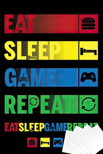 Vista 8 de Eat Sleep Game Repeat - Póster de jugador (pictogramas) (tamaño: 24" x 36")