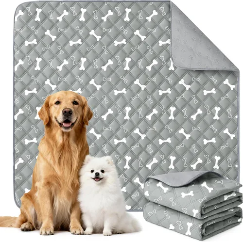 Vista 15 de Eterish Paquete de 2 almohadillas reutilizables y lavables para orina para perros, grandes, extragrandes, 36 x 41 pulgadas, paquete de 2 Beige
