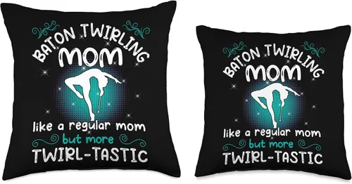 Vista 3 de like a regular mom but more Twirl-tastic - baton twirler Throw Pillow