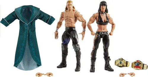 Vista 6 de WWE Elite Collection Paquete de 2: figuras de acción Triple H & Chyna de 6 pulgadas con 2 juegos de manos intercambiables y accesorios