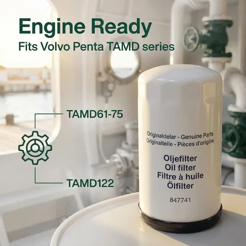 Vista 3 de 847741 Filtro de aceite compatible con motor Volvo Penta TAMD61 62 63 71 72 73 74 75 122