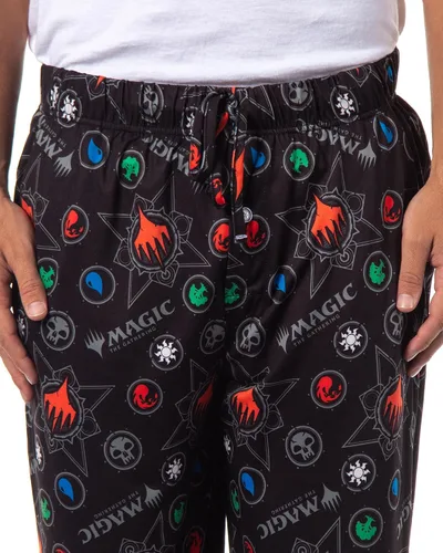Vista 3 de INTIMO Magic The Gathering - Pantalones de pijama para dormir con símbolos de maná para hombre