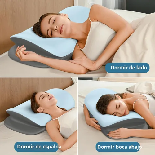 Vista 6 de Olumoon Almohada cervical para el cuello – Almohadas ergonómicas de contorno de espuma viscoelástica para dormir de lado, espalda y estómago