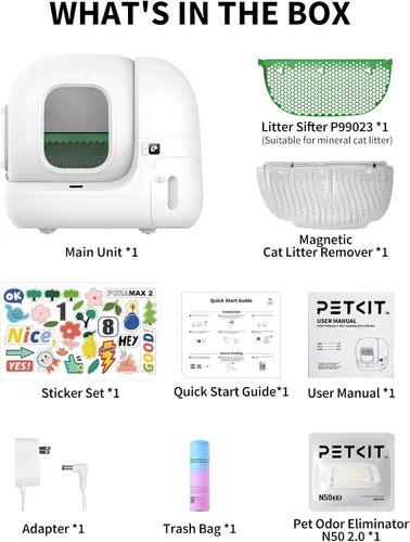 Vista 9 de PETKIT PuraMax 2 - Arenero automático para gatos con autolimpieza, control por aplicación con sensores de seguridad, sin olores y anti-fugas. El