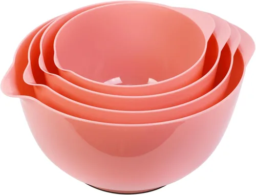 Vista 9 de BoxedHome Juego de cuencos de plástico anidables con boquilla de vertido, apto para microondas y lavavajillas, base antideslizante sin BPA, juego