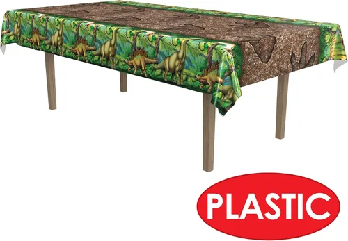 Vista 7 de Beistle Mantel de dinosaurio, 54 x 108 pulgadas, 3 piezas, mantel de plástico, decoración de mesa de dinosaurio, mantel de cumpleaños con temática