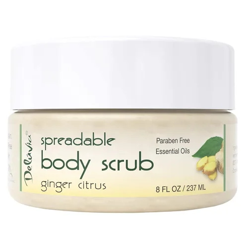 Vista 10 de Deluvia - Exfoliante corporal hidratante con aceites esenciales de jengibre y cítricos y minerales del mar muerto, paquete de 2